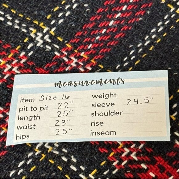 Talbots Aberdeen Blazer Jacket Wool Blend Red/Black Plaid Tailored Womens Sz 16 - Picture 9 of 12